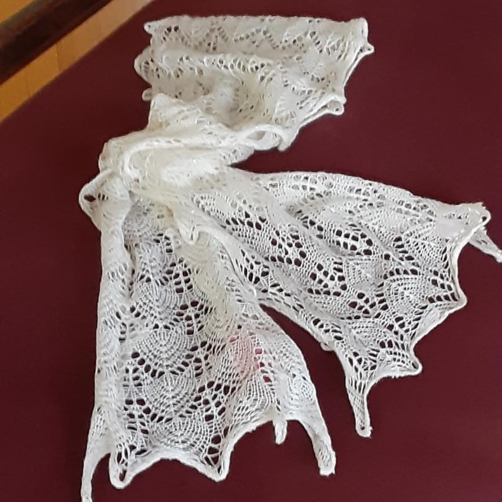 Lace Cream Scarf Roxy w Tiny Sparkles